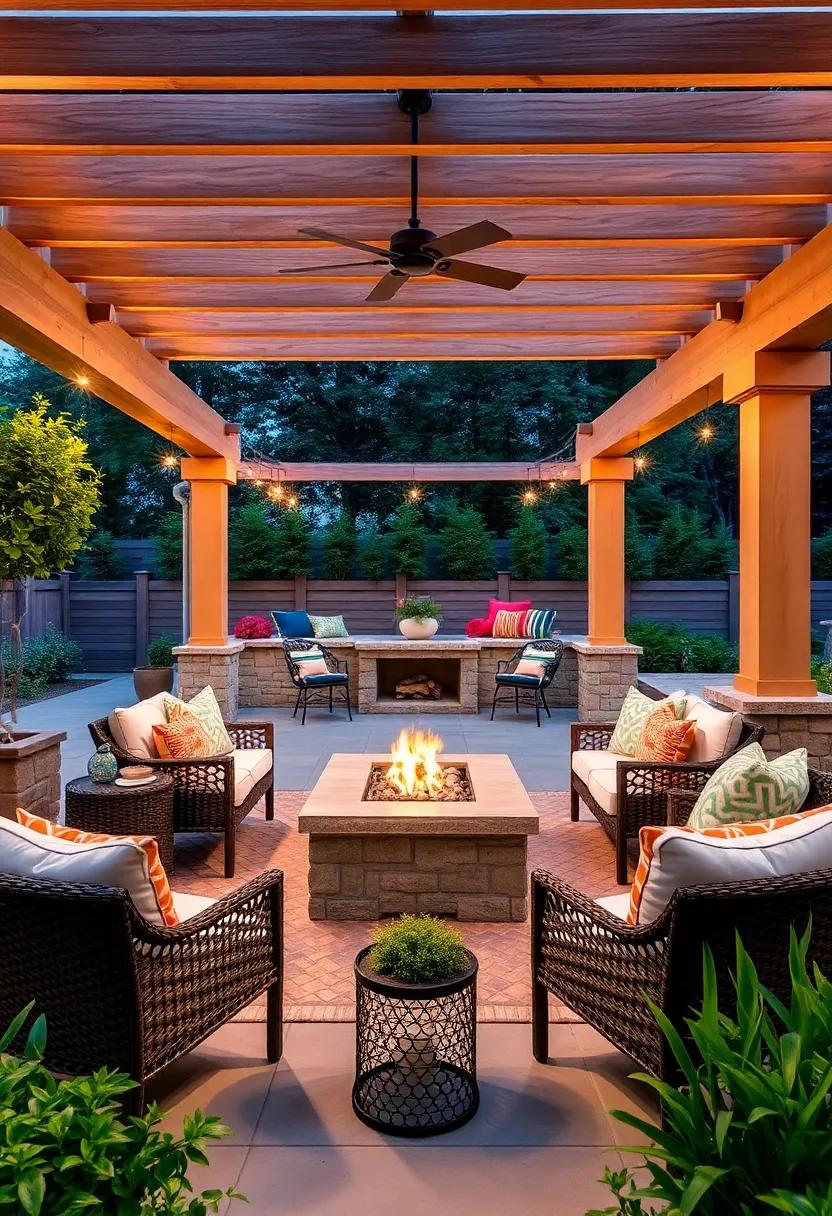 Fire Pit oasis: Learn how to integrate a pergola around a fire pit, crafting a cozy gathering spot that extends the patio’s usability into cooler evenings