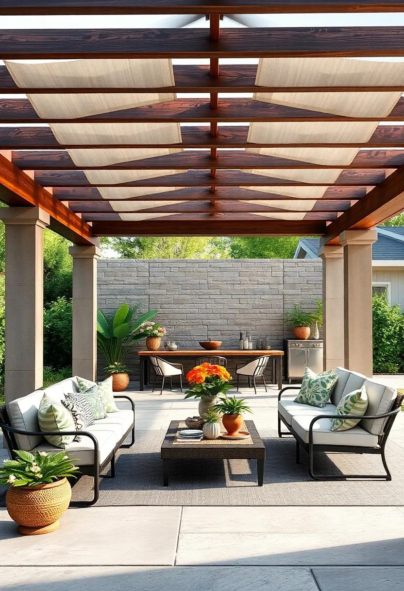 Seasonal Decor: Learn how to change your patio with the seasons—showcasing how a versatile pergola can accommodate seasonal decoration themes and cozy treatments