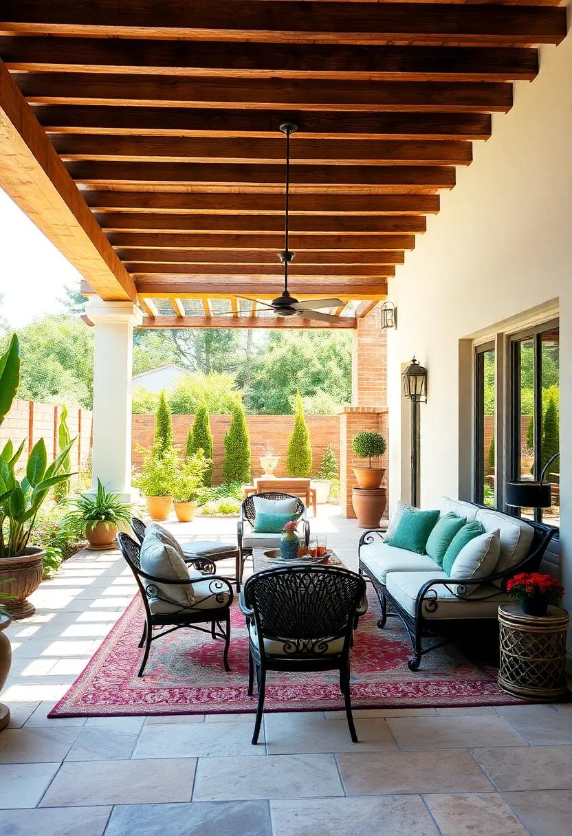 Mediterranean Escape: Learn how to evoke a Mediterranean feel with terracotta tiles, elegant wrought iron furniture, and a shaded pergola creating an oasis of relaxation