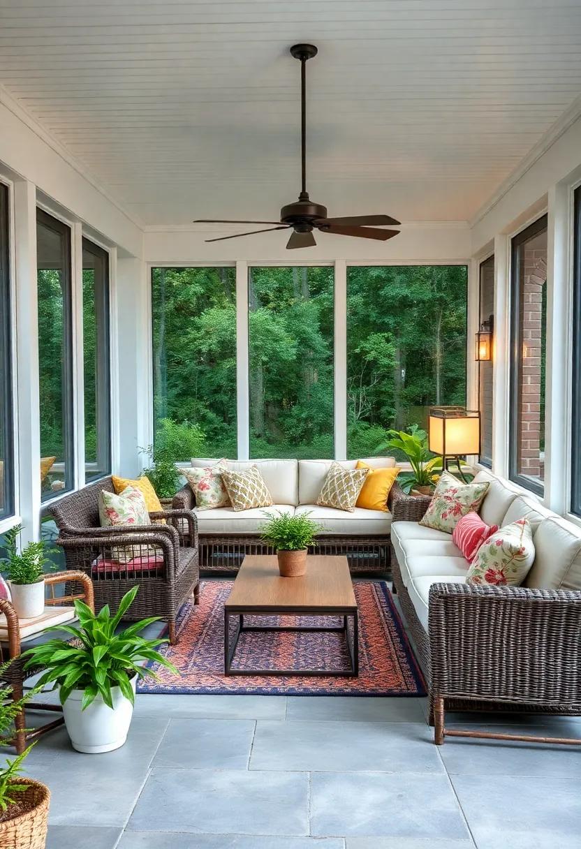 Textured Layers: Combine various textures—think wicker, soft fabrics, and natural woods—to enhance your sectional's cozy appeal on the porch