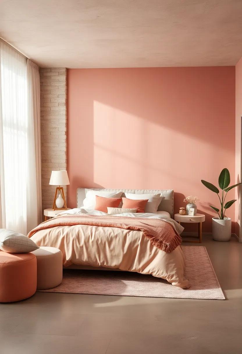 Coral Blush: Merging a gentle peach and pink, coral blush is uplifting and warm, turning any bedroom into a joyful haven