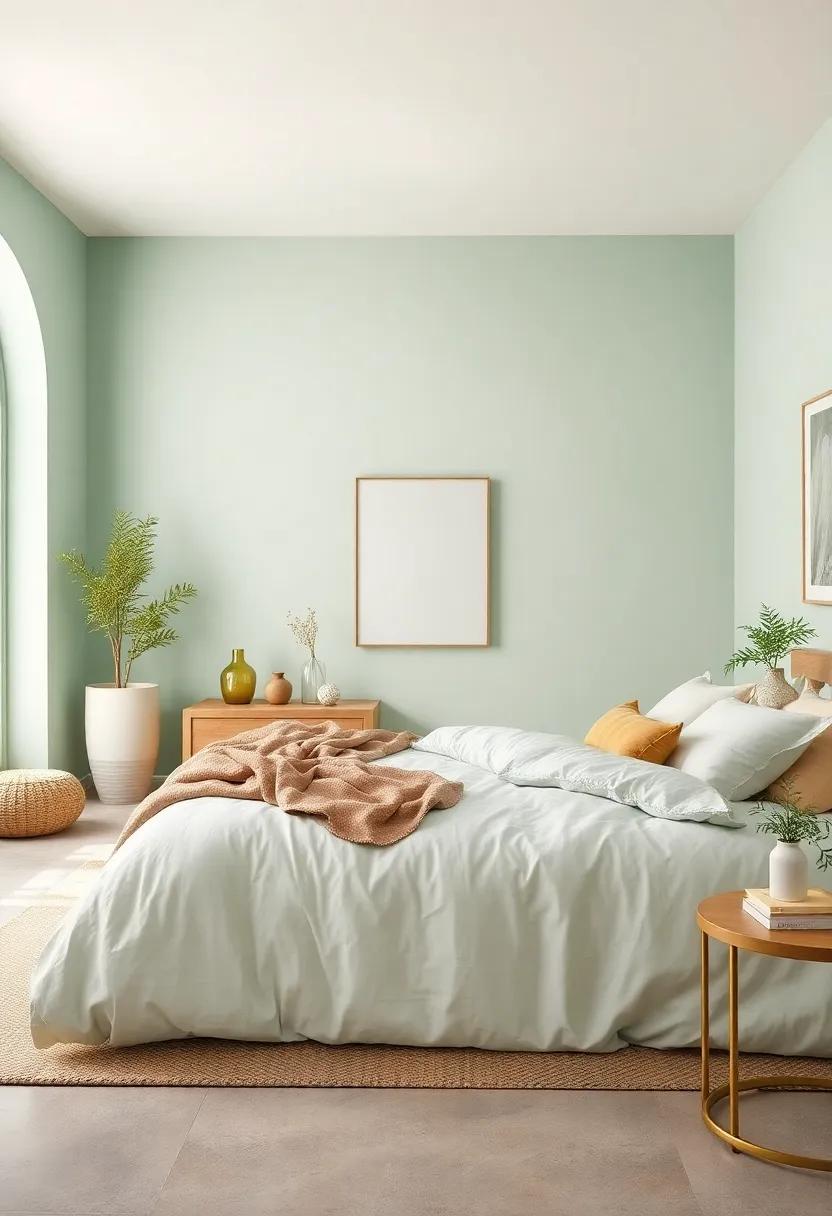 Pale Mint: Subtle yet invigorating, pale mint infuses a fresh spin to any bedroom, encouraging relaxation in a lively way