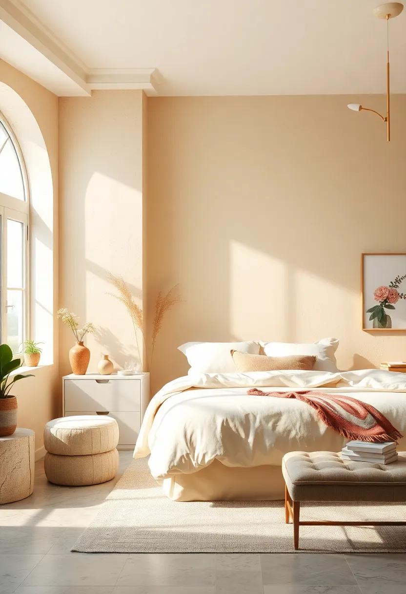 Soft Buttermilk: A delightful blend of creamy yellow tones, soft buttermilk brings warmth and cheerfulness to an otherwise serene bedroom ambiance