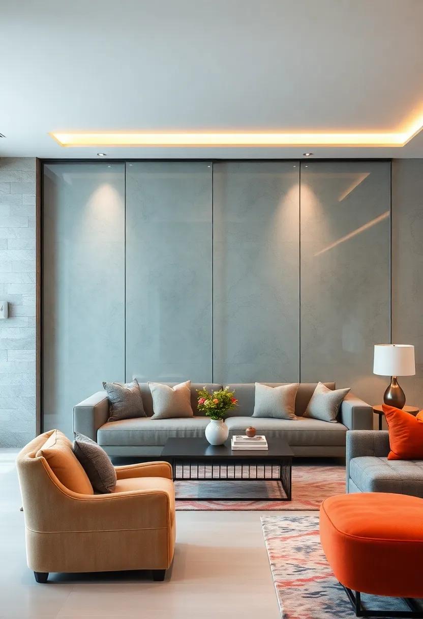 Transparent Acrylic: Use clear acrylic sliding doors for a modern glam look that divides the room without obstructing light or sightlines