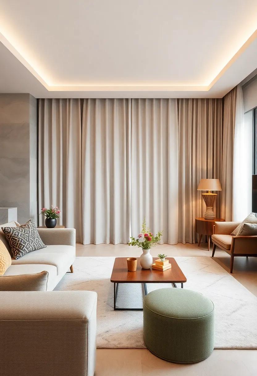 Fabric Curtains: Soft fabric sliding doors offer a flexible partition that can be drawn for a cozy feel or opened to create an airy atmosphere