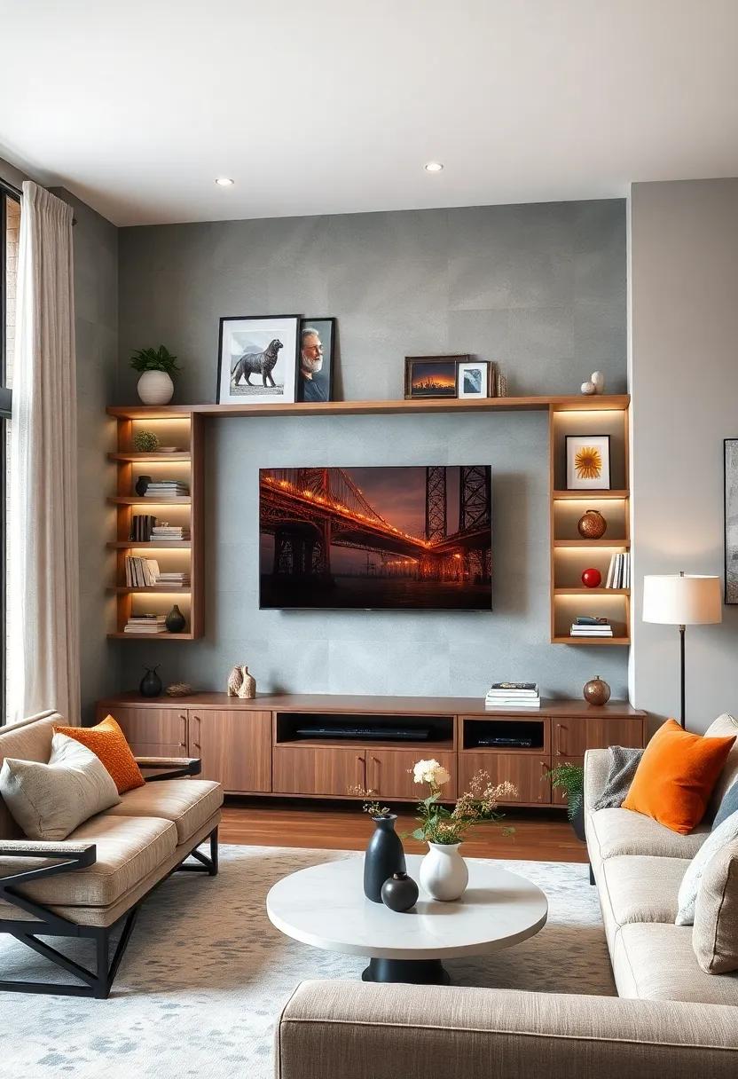 Versatile Displays: Showcasing Art and Media with Built-In Shelves