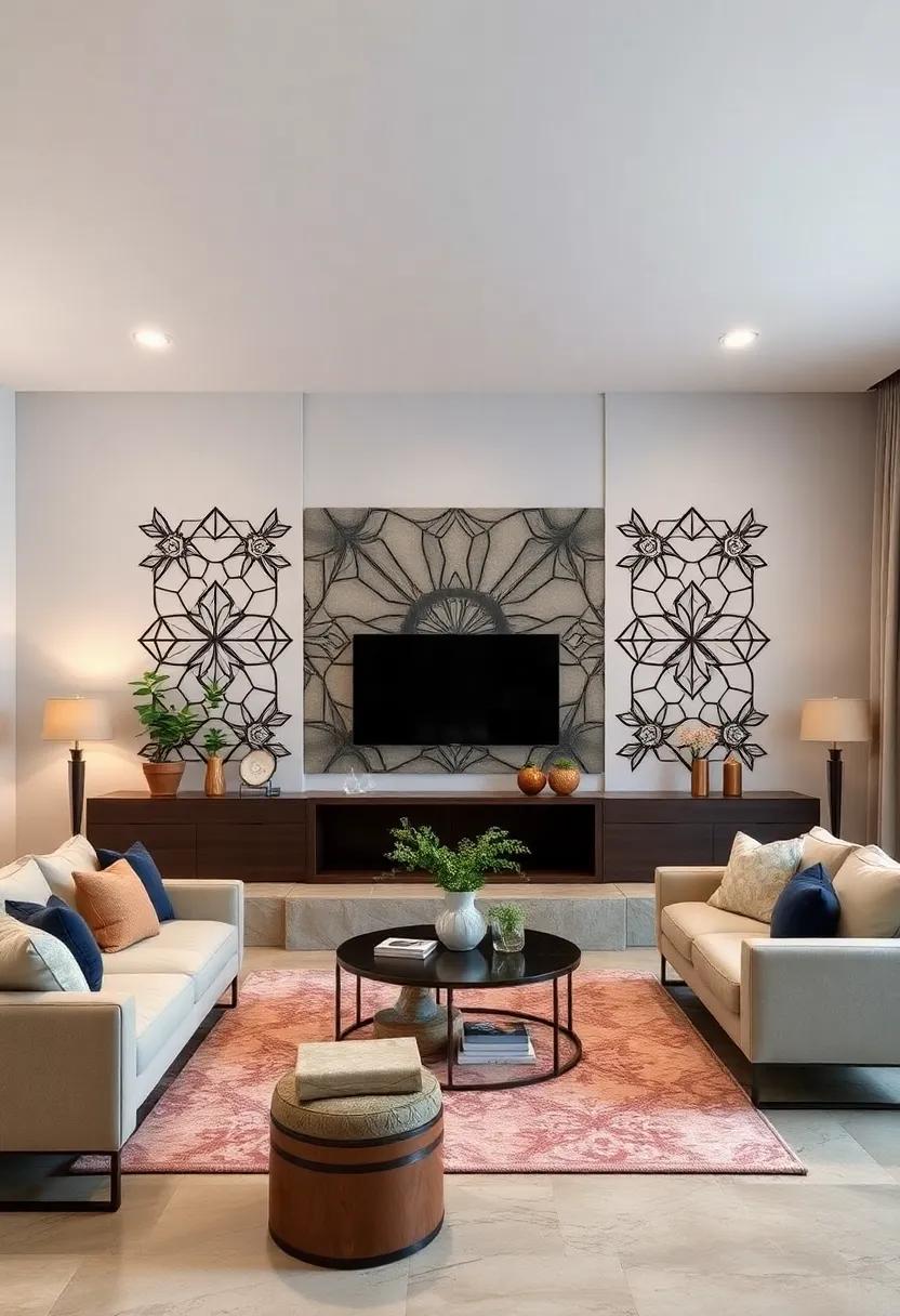 Symmetrical Patterns:⁣ Achieve a harmonious look with symmetrical pattern‍ decals that‌ create balance and sophistication in⁢ your living room