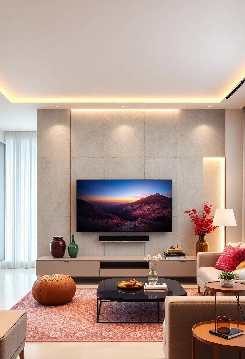 modular display: Choose modular wall units that allow for flexibility and creativity, with integrated LED lighting to accentuate each unique layout