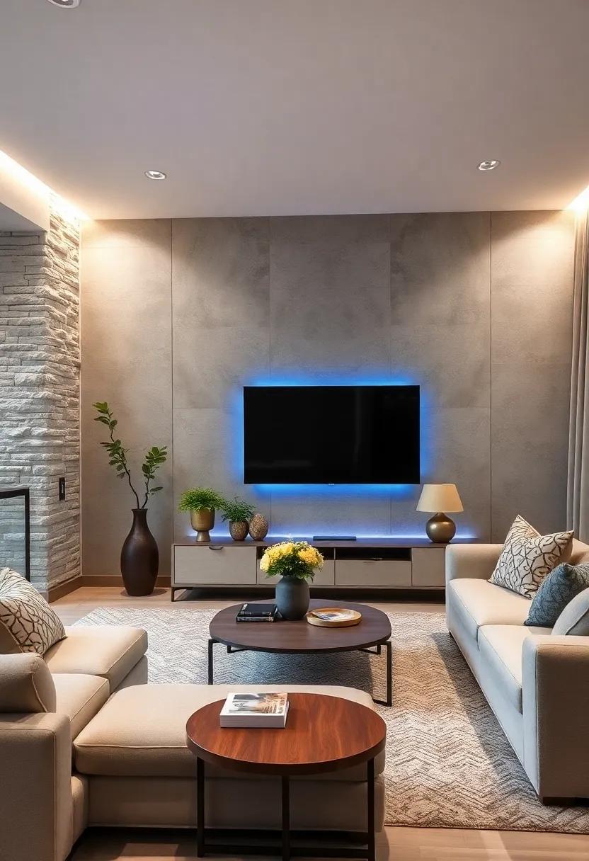 Smart Tech Integration: Design a tech-savvy setup by incorporating smart LED lighting that can be controlled remotely, allowing for customizable experiences
