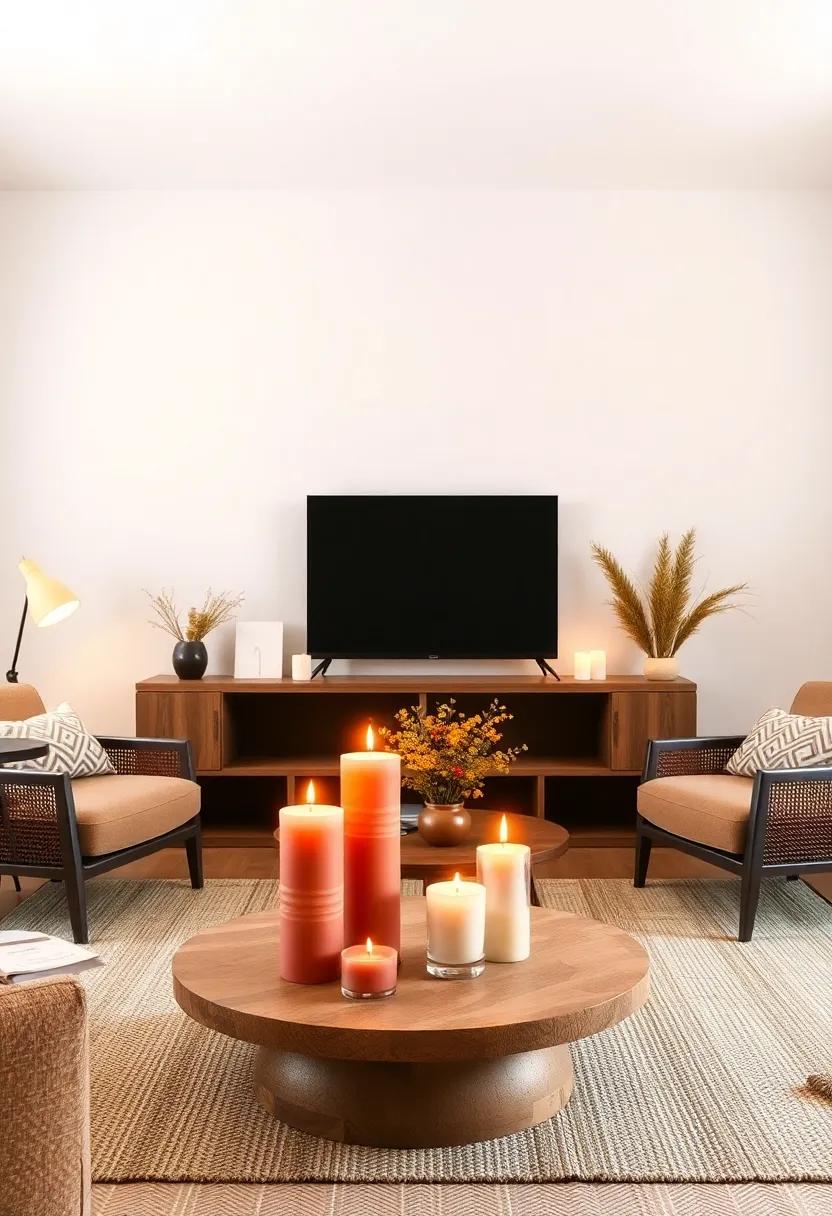 Scented Candles: Use​ candles in earthy ​scents, such as sandalwood or cinnamon, to enhance the cozy atmosphere and provide a sensory experience