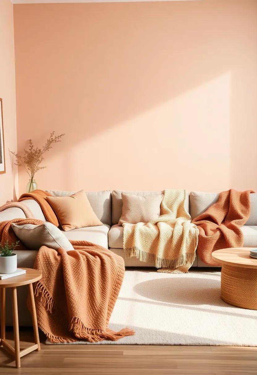 throw Blankets: Drape throw blankets in‍ warm colors​ across the sofa or chairs ‍to invite coziness and make the space feel​ lived-in
