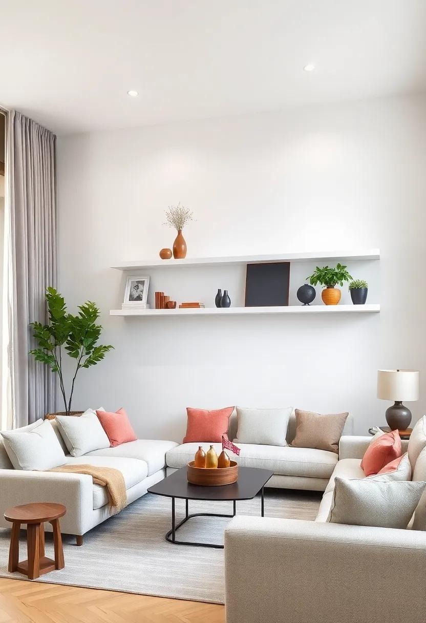 Family Photos: Create a personalized touch by showcasing family photos in charming frames that complement your living room's decor style