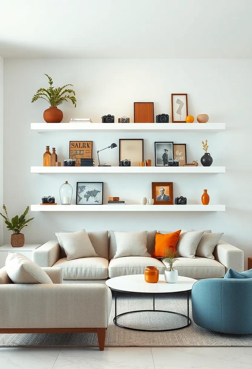 Themed Collections: Curate a collection of themed items,like vintage cameras or travel souvenirs,to give your shelves a personal touch