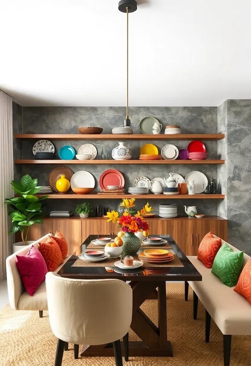 Colorful Dishes: Showcase your dish collection on open shelves. Use colorful ⁣or ​patterned ⁢plates to ⁣add ⁣vibrancy to the‌ overall design