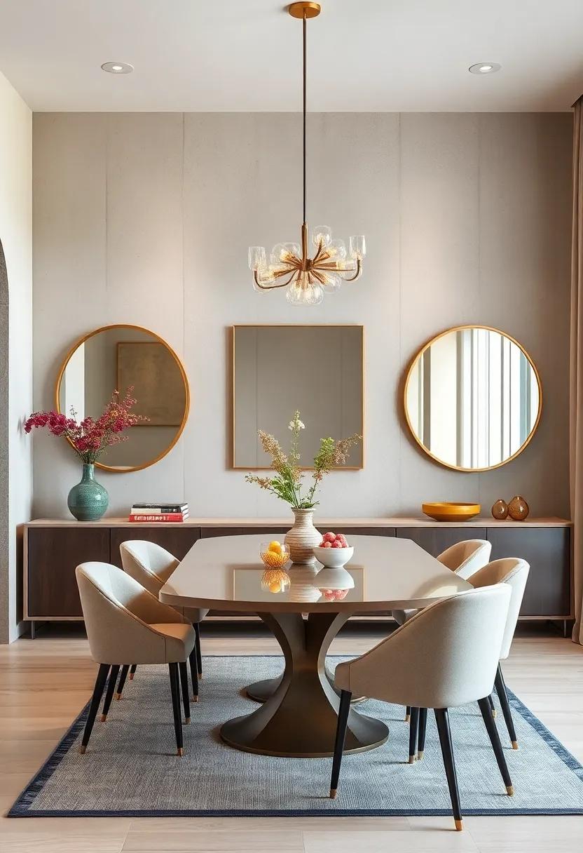 Persuasive Mirrors: Hang mirrors to create⁤ illusions of depth ​and‍ light, making your dining area appear ‌bigger and‌ brighter