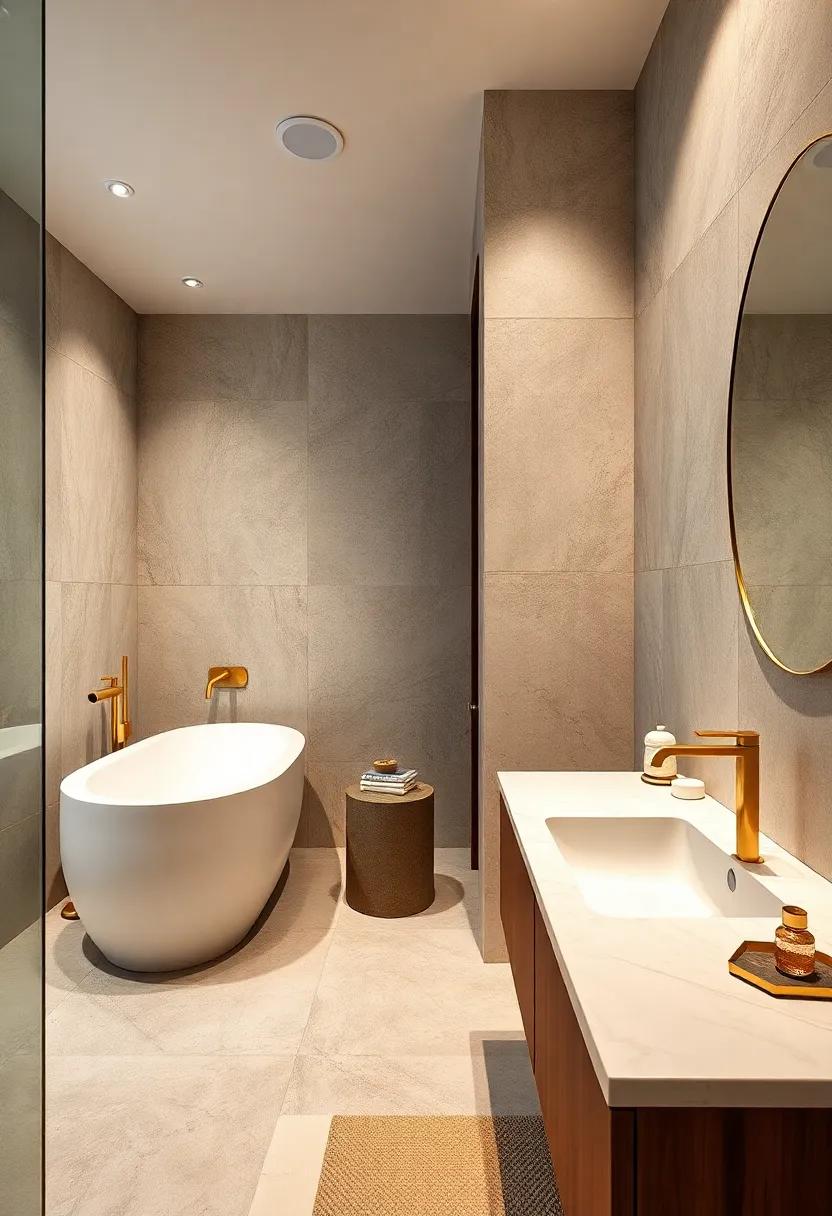 Opulent gold⁤ fixtures: Upgrade to gold-plated ⁤faucets and showerheads for a ⁤touch of elegance and a pop of opulence