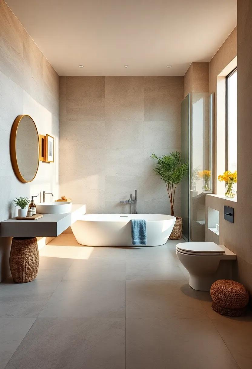 Delight in ‌a⁤ coastal-inspired bathroom retreat,⁤ complete with‌ sandy color palettes and heated concrete floors, inviting the warmth⁤ of⁢ the ​sun ‌into your everyday⁤ routine