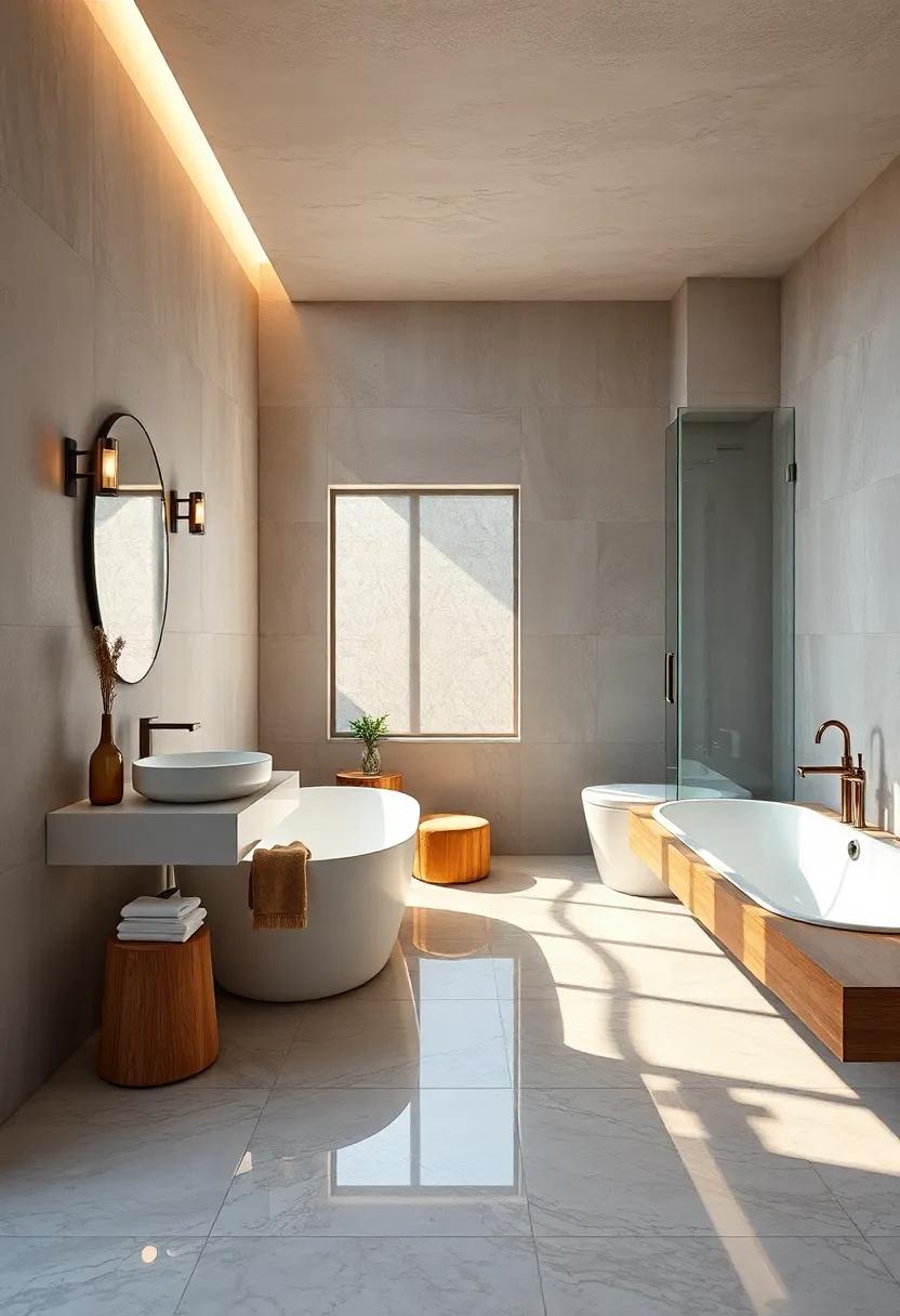 Elevate your morning rituals​ in⁢ a ⁢chic urban bathroom,‌ featuring‍ polished heated glass tiles that reflect natural light and add​ a glimmering radiance to your⁤ space