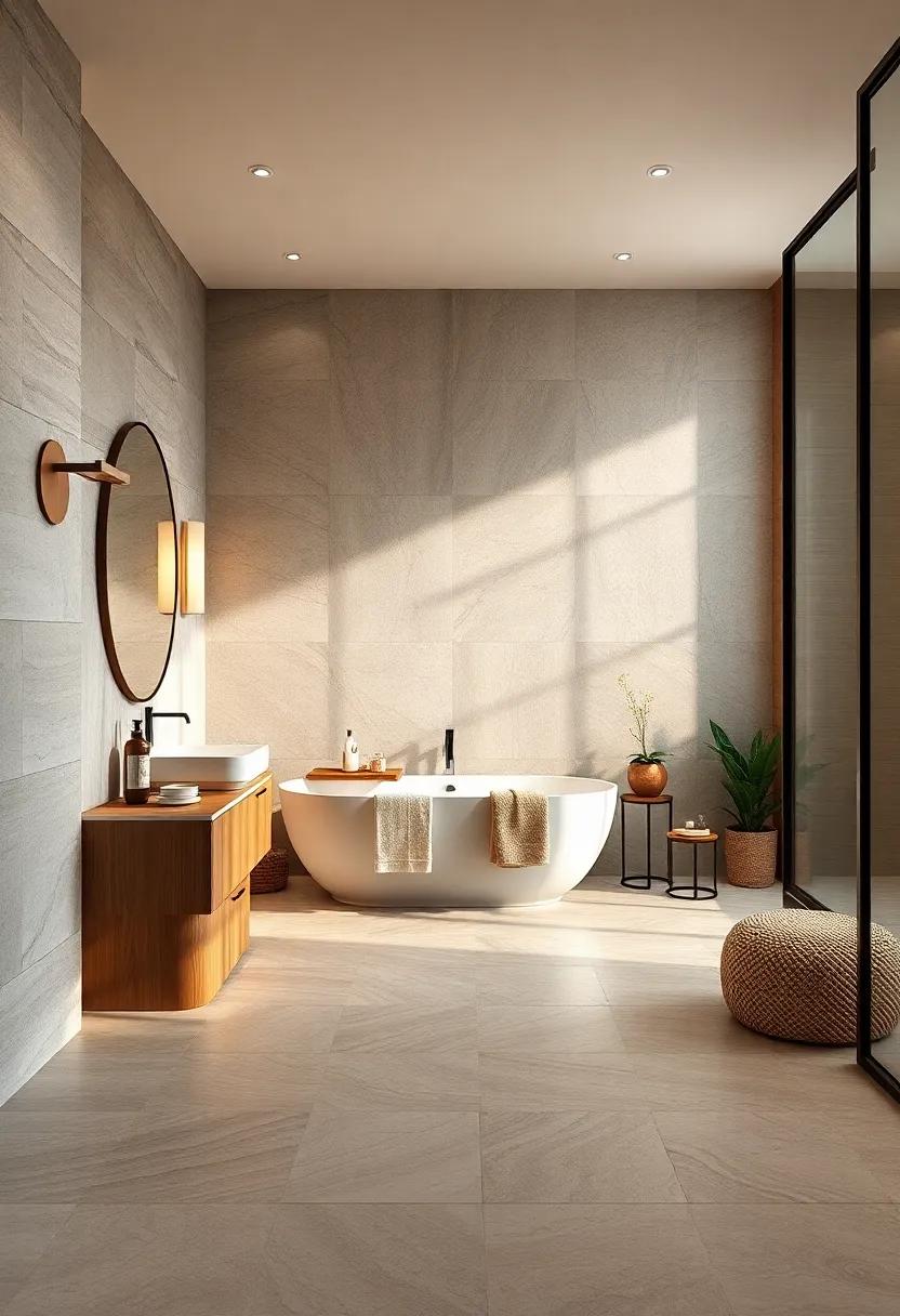 Enjoy‍ a balanced ⁤blend of natural beauty ⁤and contemporary⁤ design, where polished ⁤wood elements⁣ coexist with heated tile‍ floors, making a striking statement in‍ your ‍bathroom oasis