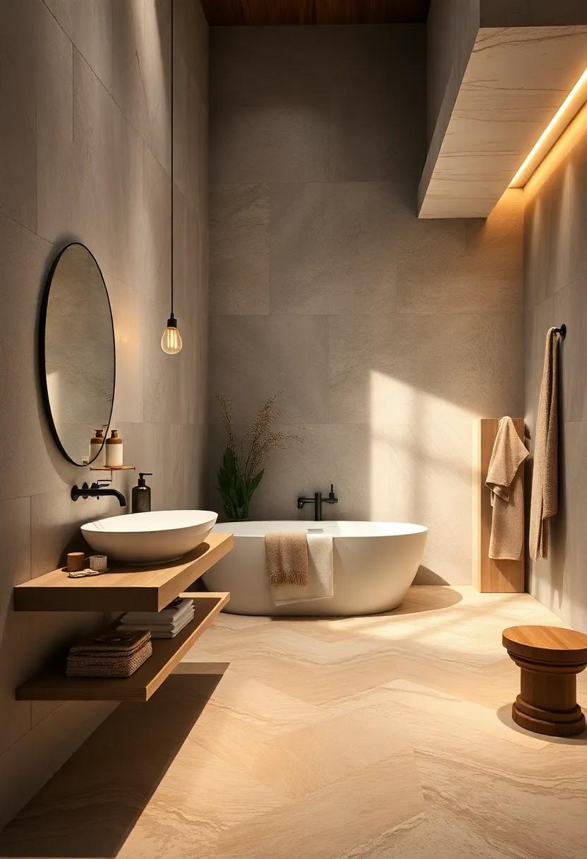 Take inspiration ⁤from‍ nature ‌with earthy tones and sleek heated‌ flooring that subtly echo the rhythm of ‌the outdoors, crafting a refreshing escape in your home