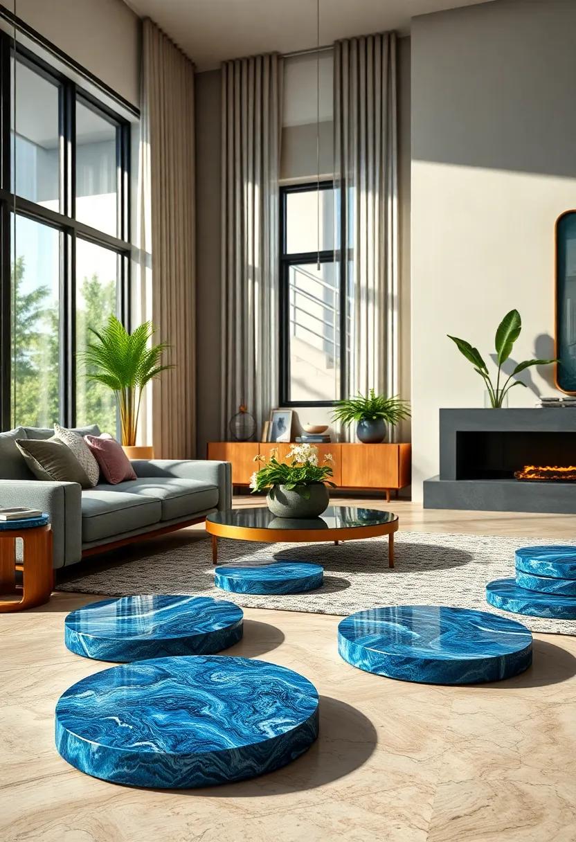 Handcrafted Blue Marble Coasters: Protect your surfaces with elegance using these stunning coasters that showcase the natural beauty of blue marble