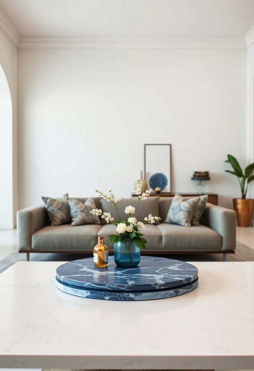 Blue Marble Serving Platters: Impress guests during gatherings with luxurious blue marble serving platters that make entertaining both stylish and effortless