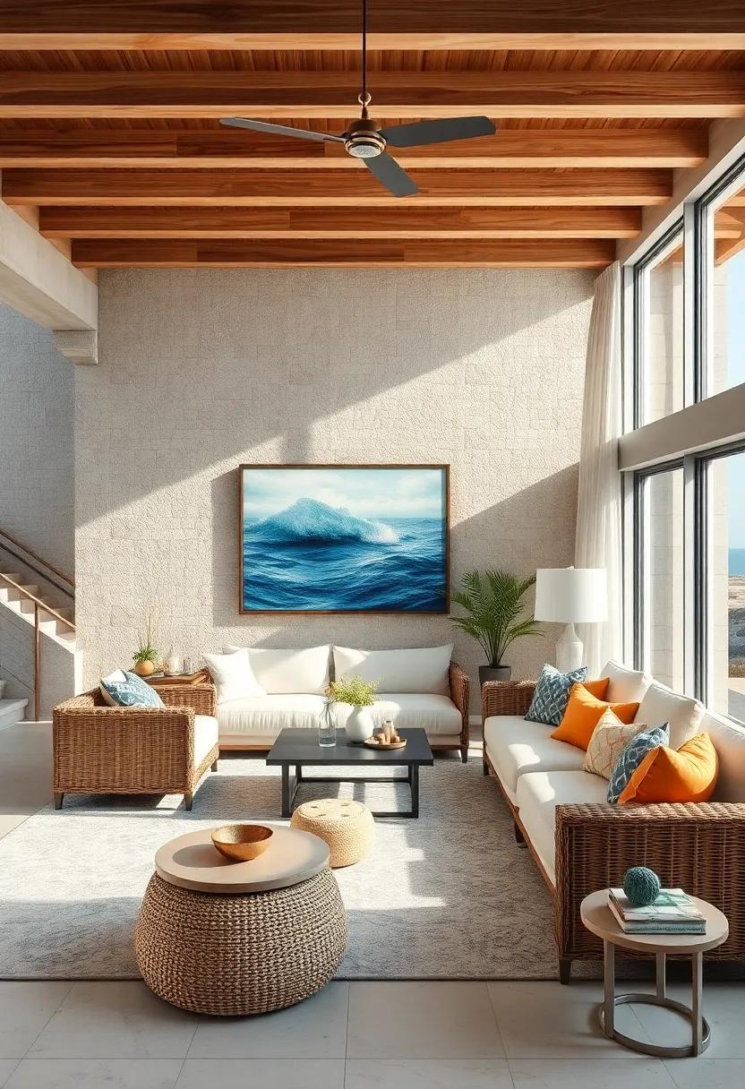 Feature Nautical Art: Select marine-themed artwork, such as paintings or sculptures of sea life, to infuse your home with a sense of serenity and coastal wonder