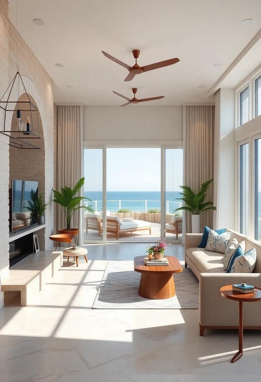 Incorporate Coastal-inspired Fabrics: Choose upholstery featuring marine motifs or soft, breathable linens to create an inviting atmosphere that feels like a comfortable retreat