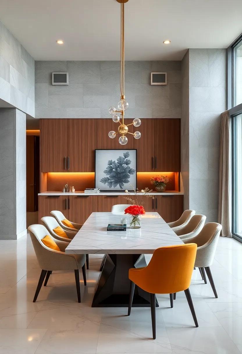 Enjoy a bold statement dining area ​with geometric cabinetry designs that break convention, introducing a⁢ modern twist to traditional dining ⁣aesthetics