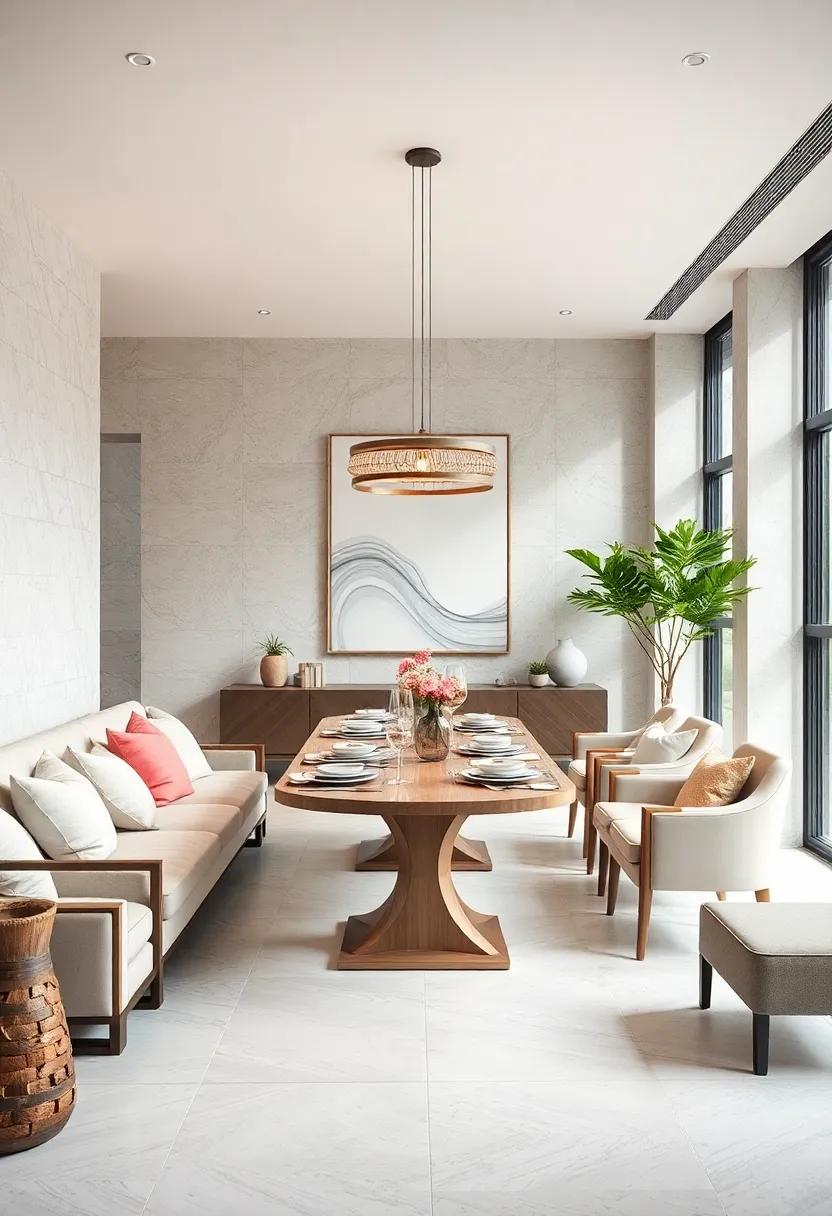 Relish in the tranquility of a monochrome pastel scheme, featuring soft hues and natural materials that evoke a serene dining experience