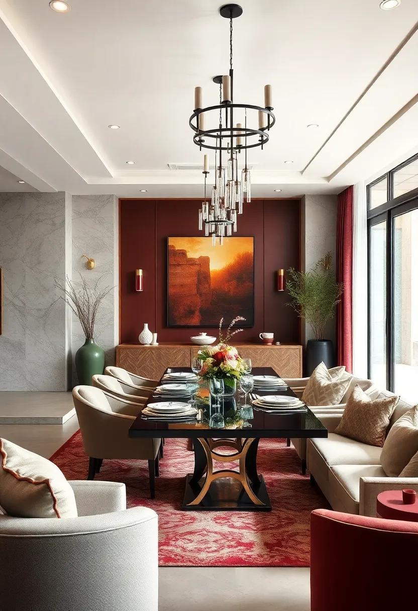 Savor the richness of deep burgundy accents against a canvas of cream, illustrating how bold pops of color can elevate monochrome design