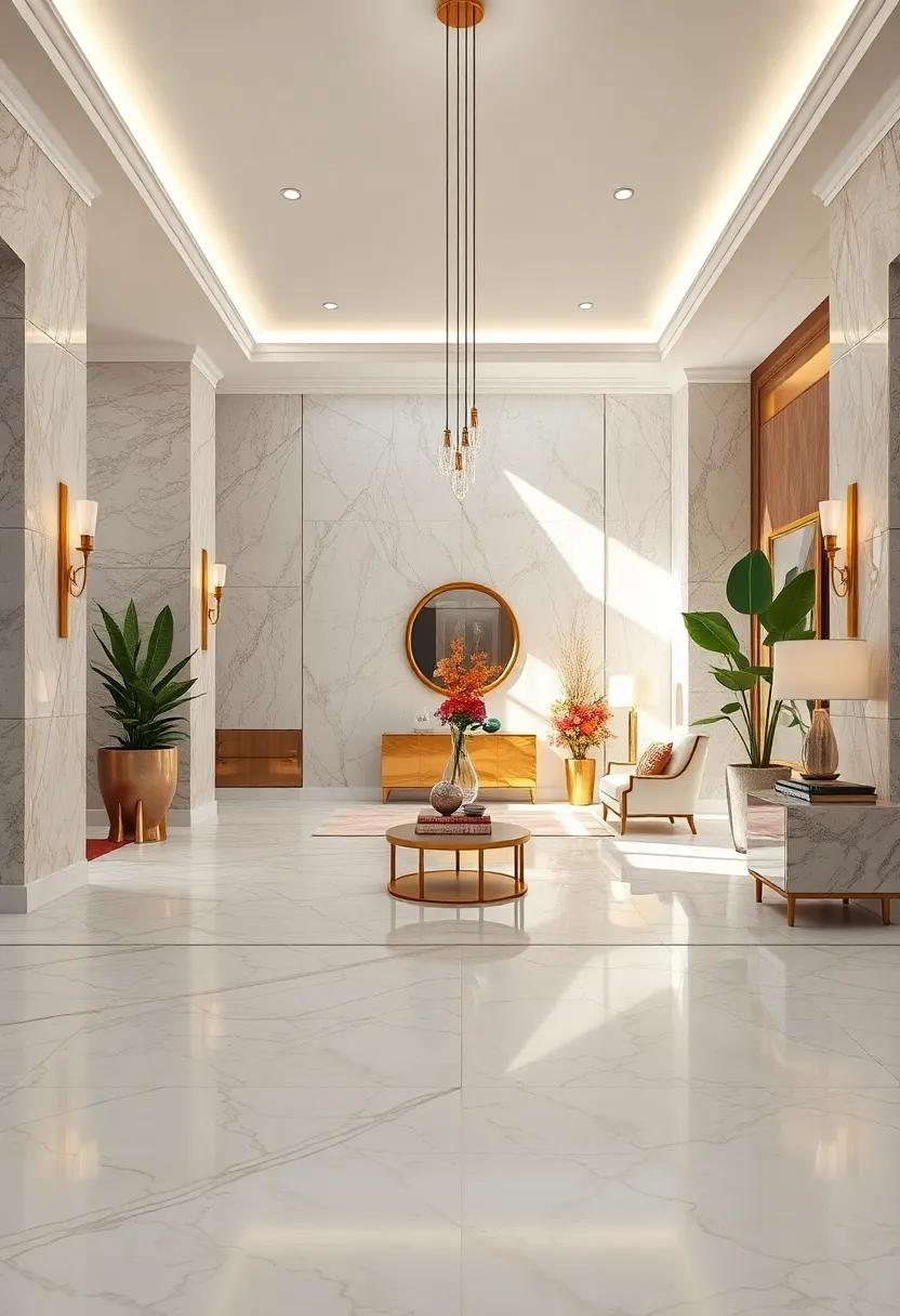 A Touch of Glamour: Incorporating Metallics with Marble for Chic Contrast