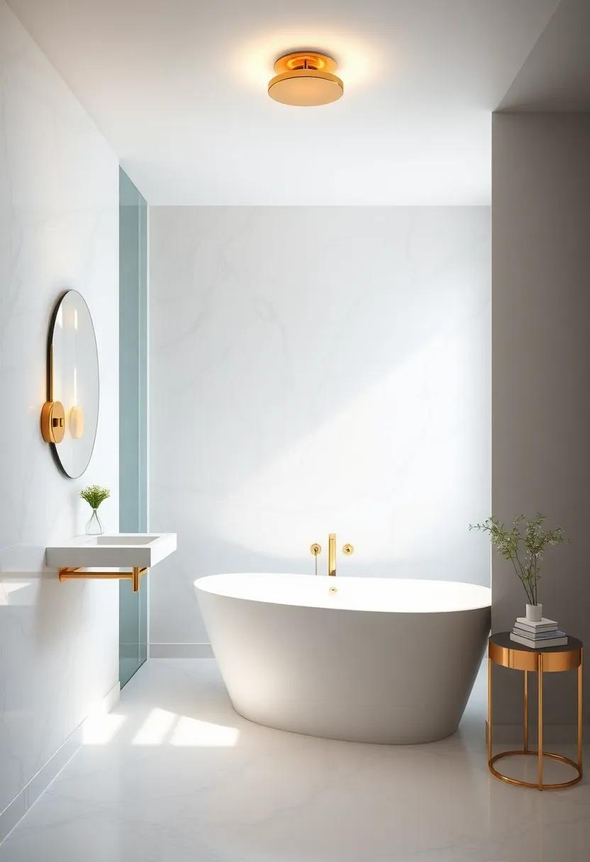 Chic Bathroom Designs Enhanced with Tasteful Golden Lighting Elements