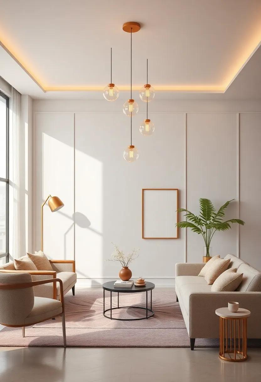 A Harmony of Elements: Blending Golden Fixtures with Natural Materials