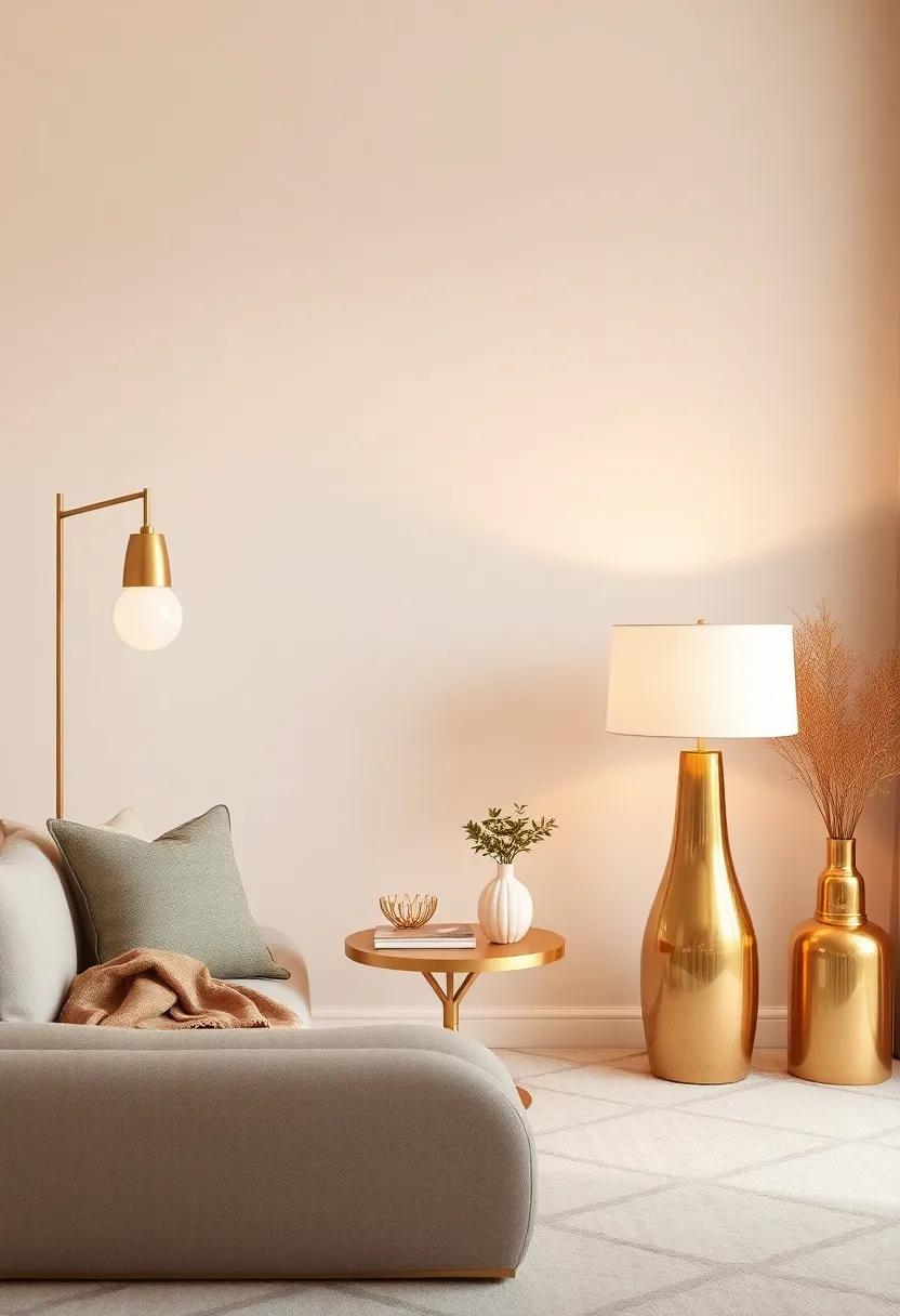 Creating a Cozy Atmosphere with Golden Table Lamps and Soft Lighting