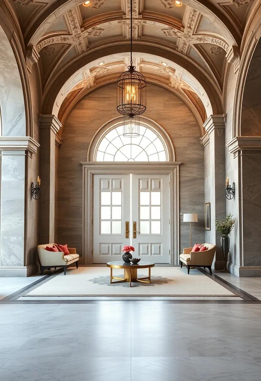 A Grand Entrance Fit for Royalty with Elegant Arches and Imposing double Doors