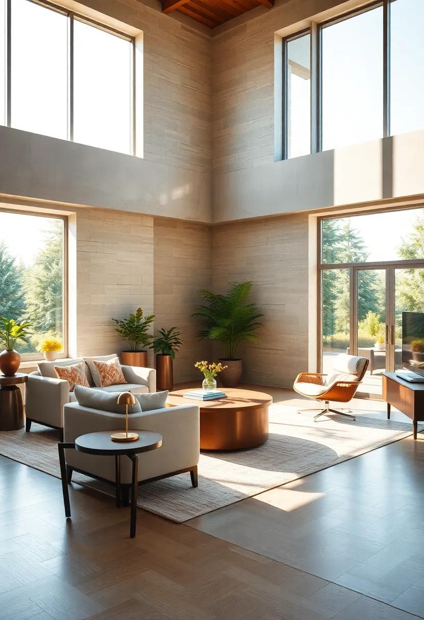 Sun-Drenched Serenity: A spacious home office with oversized windows that invite the morning sun, allowing for a bright and energizing workspace