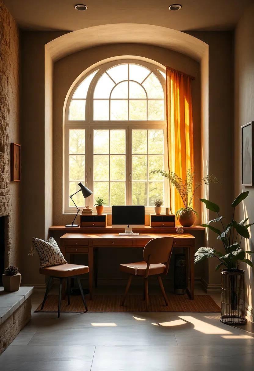 Nature’s Canvas: This luxury office features floor-to-ceiling glass walls that provide a breathtaking view of a lush garden, blurring the lines between indoors and outdoors