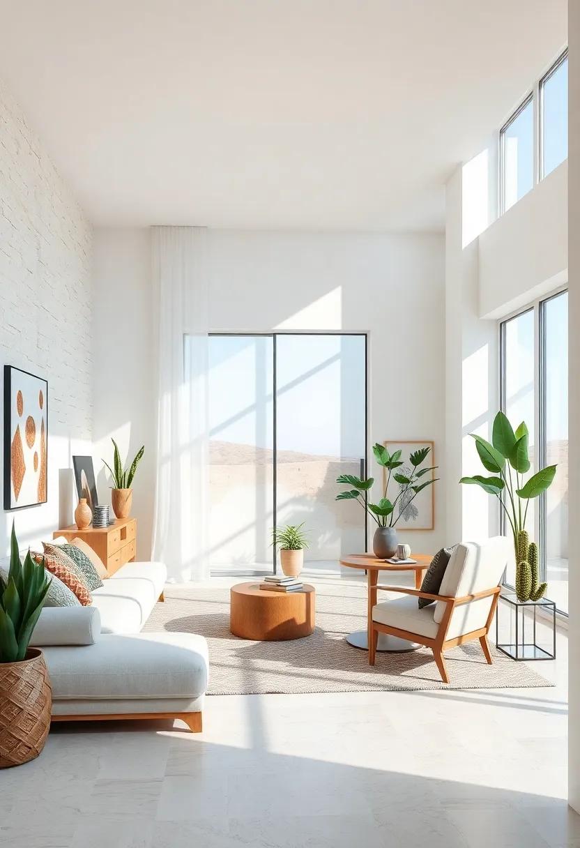 White sands: A minimalist office space with crisp white walls and large windows that create an airy atmosphere,enhancing focus and creativity