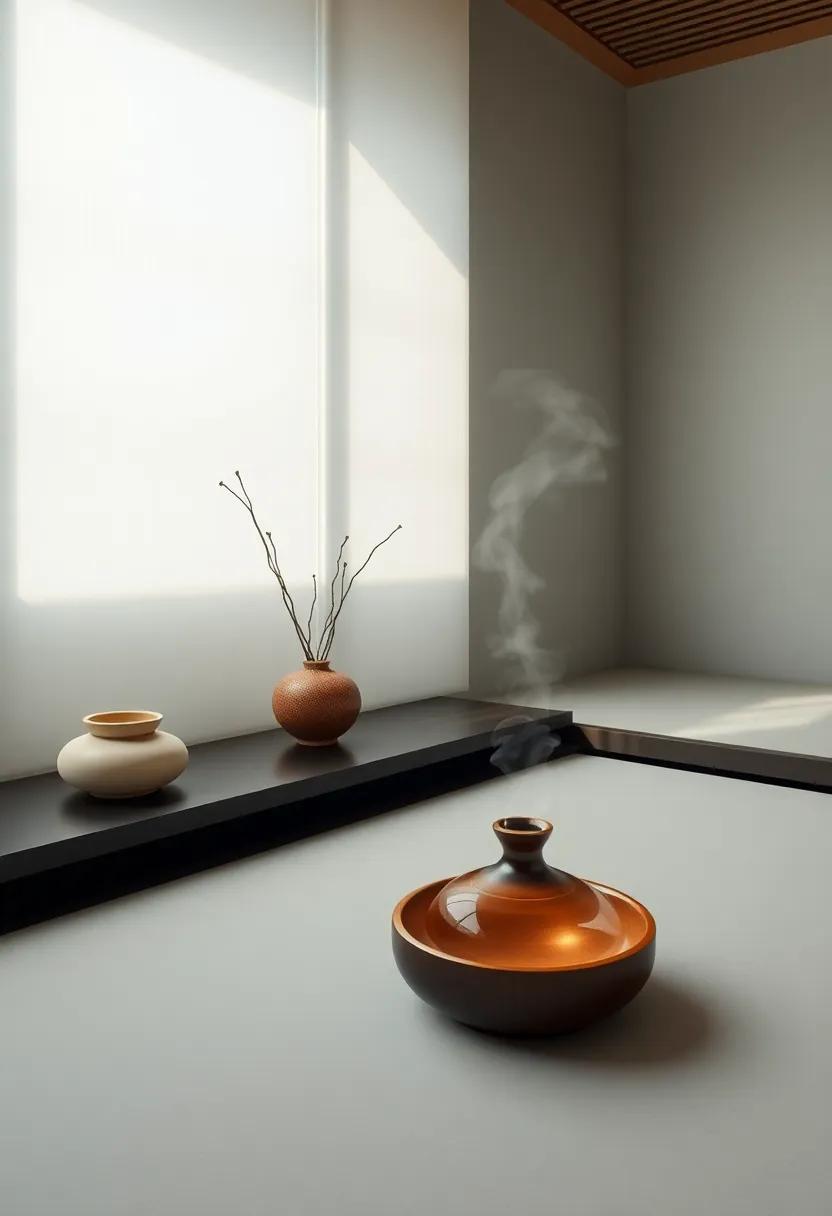Scented Elements: Utilizing natural scents from essential oil diffusers or incense can deepen the calming effect of the space