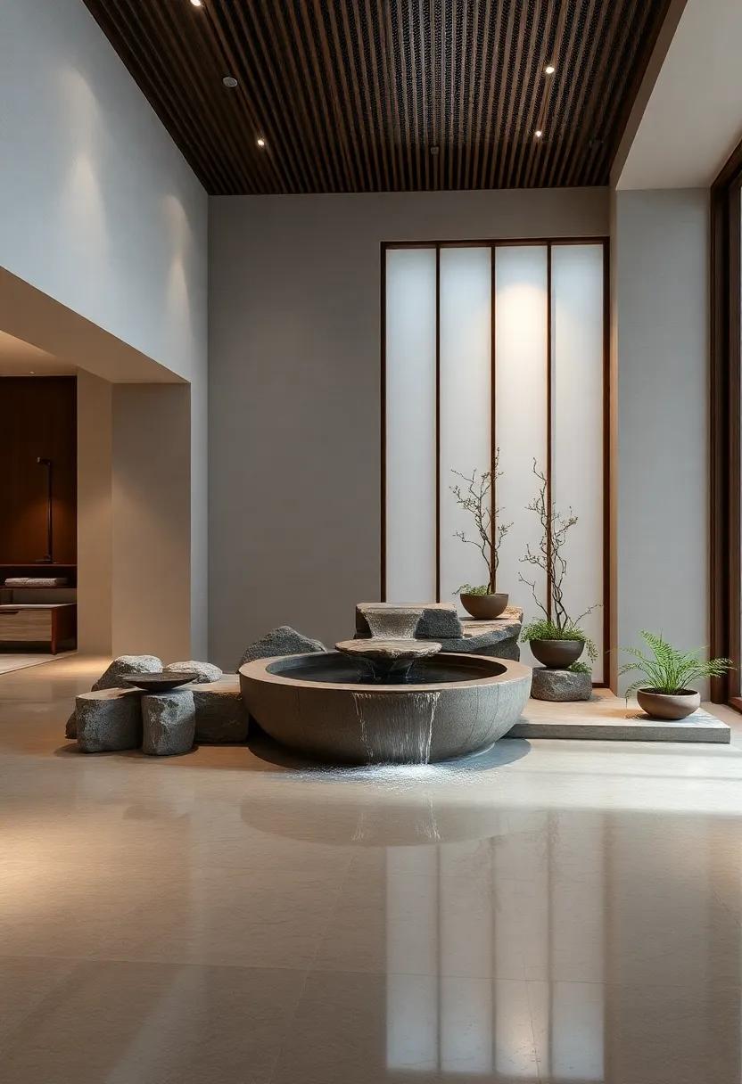 Water features: Incorporating a small fountain or indoor waterfall introduces the soothing sound of flowing water