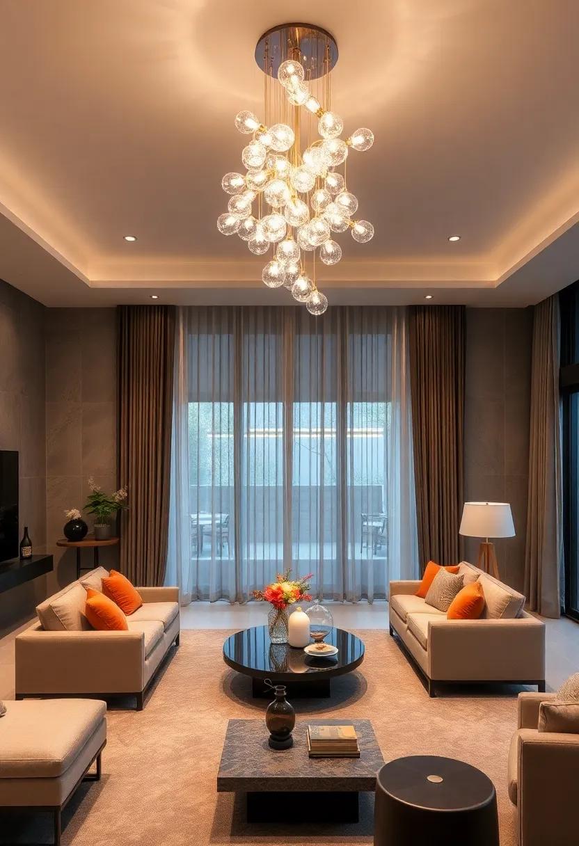 ethereal Glass Forms: Select a chandelier made⁤ from hand-blown glass, offering a soft, diffused light that enhances the airy ‍feel ‍of your living space