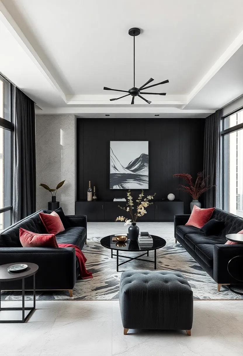 Embrace Textures: Layer various materials like velvet, leather, and silk to create depth and interest in your monochrome space