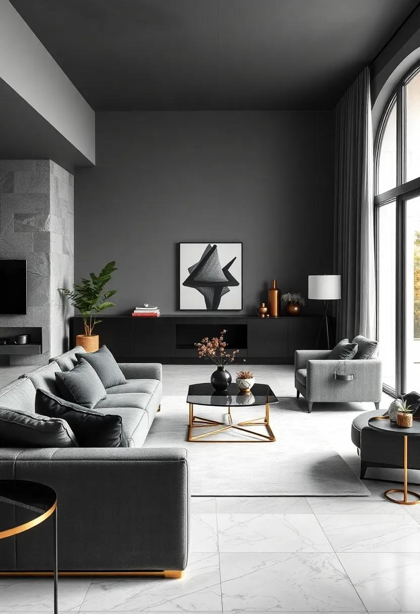 Metallic Accessories: Accentuate the monochrome look with gold or silver accents in decor items, creating contrast and a touch of glam