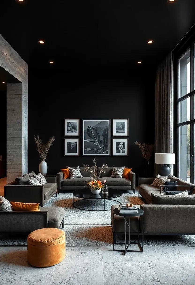 personal Touches: Curate a few personal elements, such as framed photographs in black frames, to inject warmth and a sense of home into the elegant space