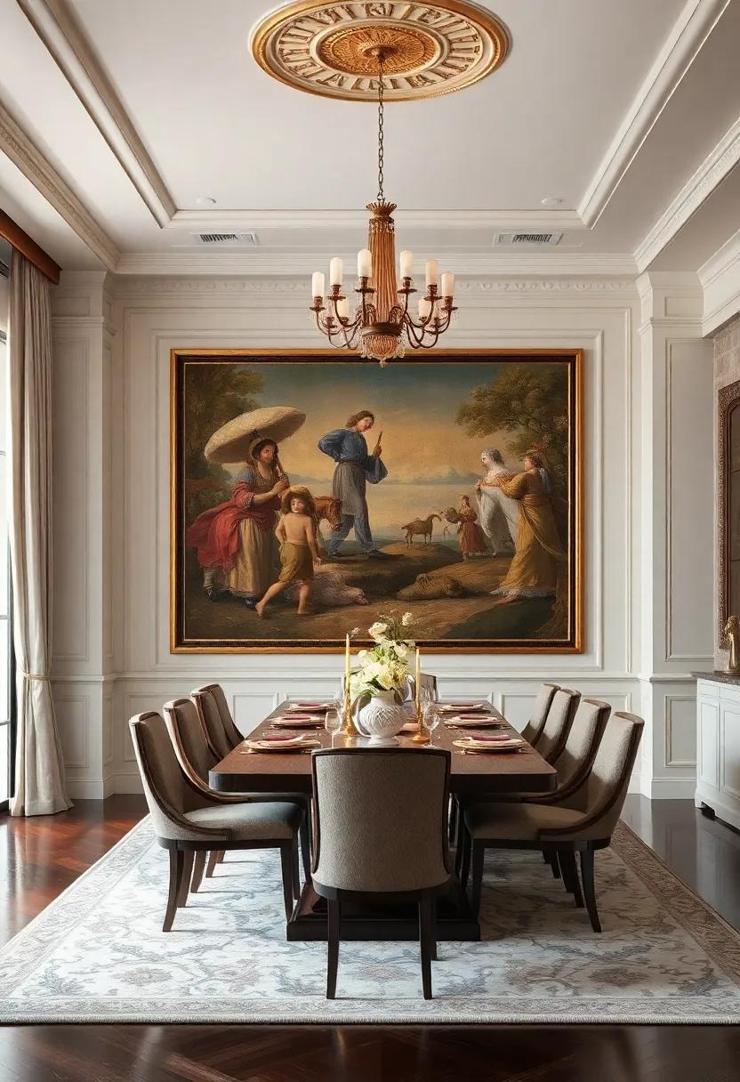 Statement artwork: showcase large, sophisticated paintings or tapestries that reflect culture and history, adding depth and conversation to the space