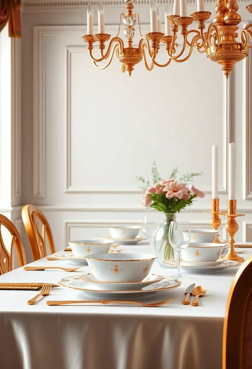 Antique Dinnerware: Incorporate fine china or vintage plate sets adorned with gold accents for an air of sophistication and historical charm