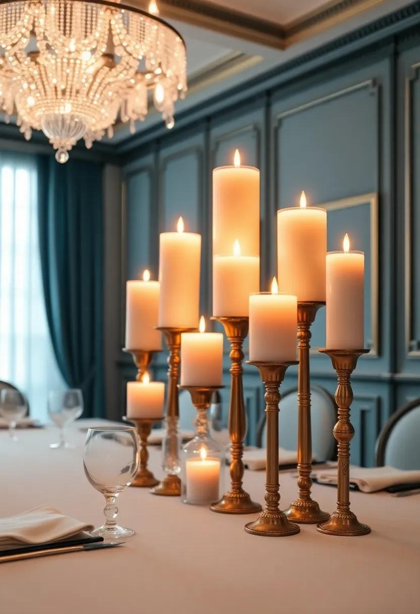 Soft candle lighting: Use an array of candles in various heights to create a warm,inviting glow that enhances the ambiance