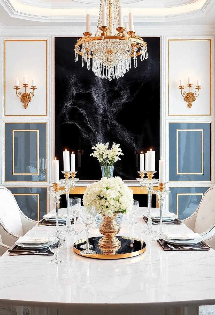 Crystal accents: Incorporate crystal elements through vases, candle holders, or light fixtures to capture and reflect beauty throughout the dining area