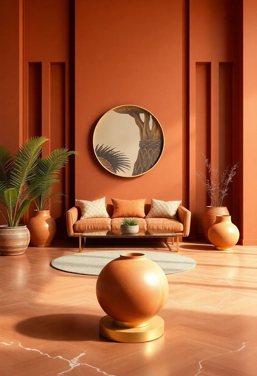 Creating a Focal Point:​ Statement Terracotta Pieces Adorned with Gold